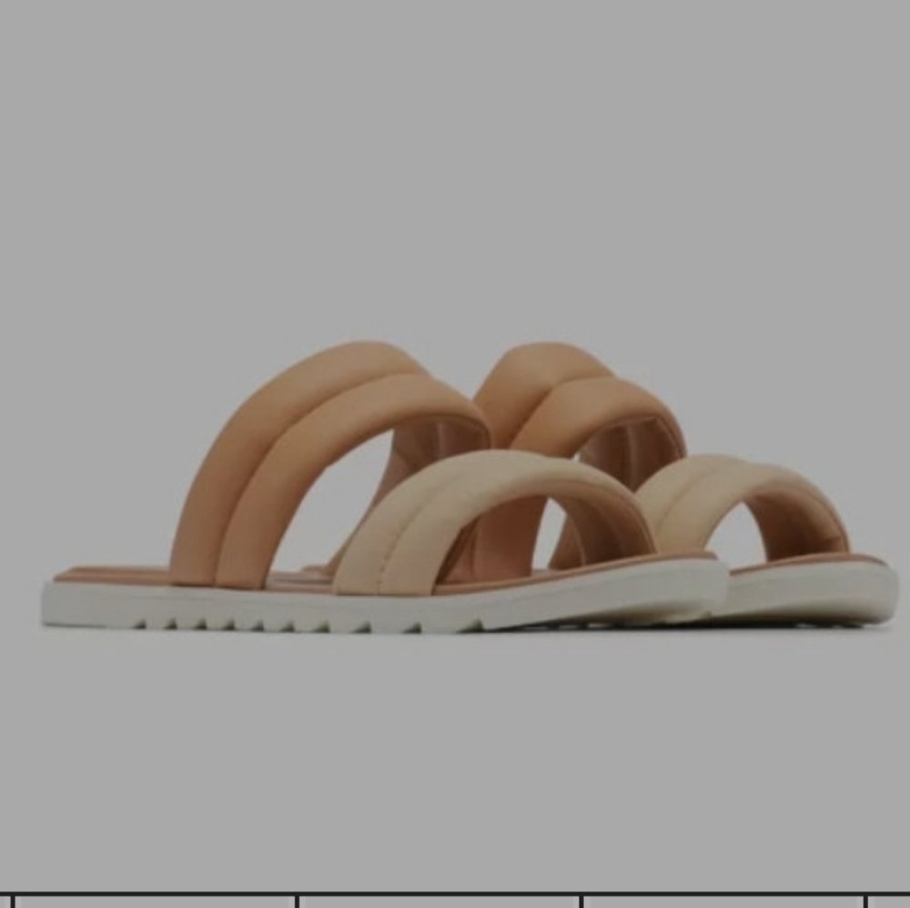 Sorel Ella II Puff Slide Tan and Cream Sandals Size 7.5